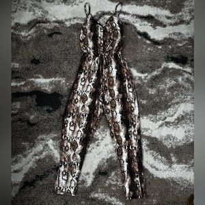 Rolla Coster Brown Snake Print Spaghetti Strap Jumpsuit